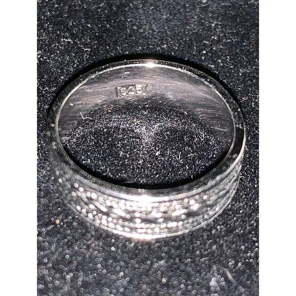 Ornate Silver Tone Band Ring With Braided & Rope Design Signed GR Size 5 (R97) - Picture 4 of 5